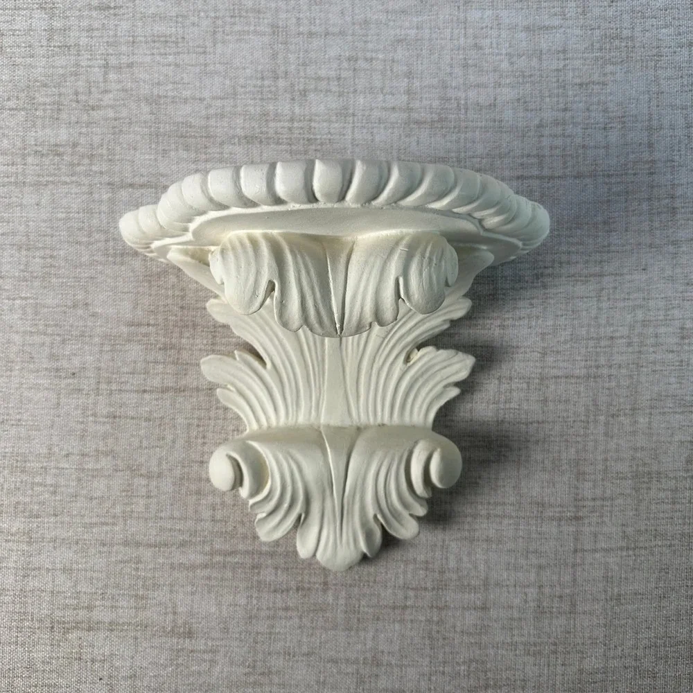 Handmade White Acanthus Wall Shelf Corbel | Architectural Decor
